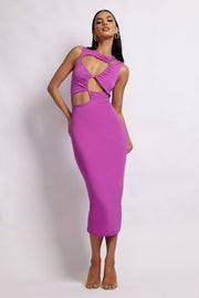 Bea Cut Out Midi Dress - Violet | MESHKI US