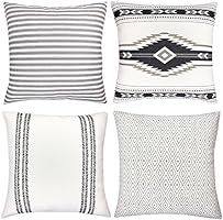 Woven Nook Decorative Throw Pillow COVERS ONLY For Couch, Sofa, or Bed Set Of 4 18 x 18 inch Modern  | Amazon (US)