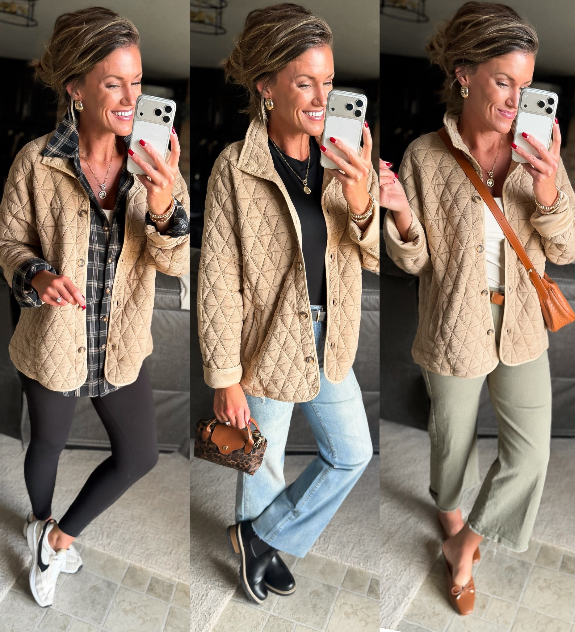 Styling this top selling quilted shacket 3 ways. 
Shacket/medium 
Flannel / medium
Leggings/ s-m
Jeans/6

#LTKStyleTip #LTKSeasonal
