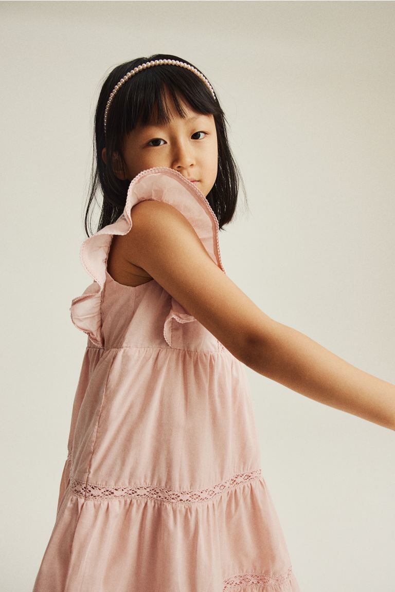 Flounced Lace-detail Dress - Powder pink - Kids | H&M US | H&M (US + CA)