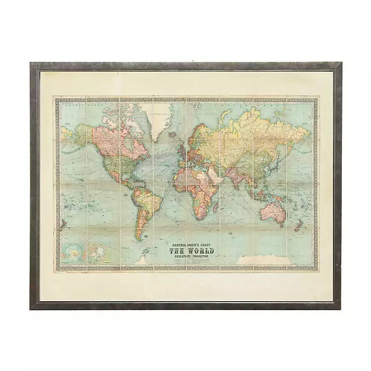 Vintage World Map Framed Art Print | Kirkland's Home