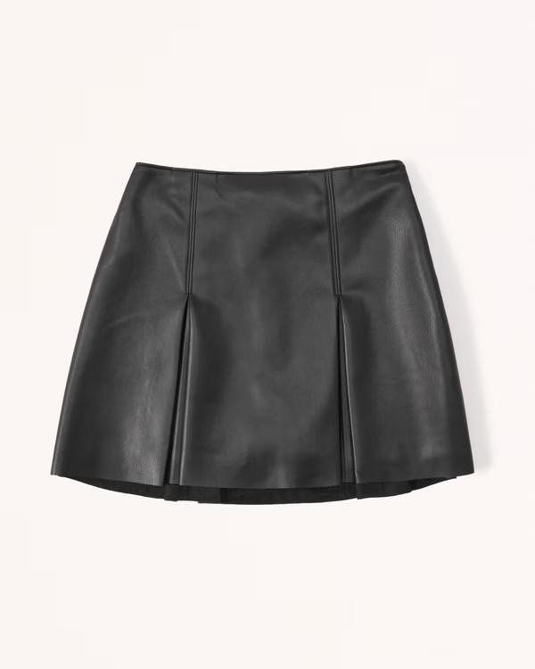 Women's Vegan Leather Pleated Mini Skort | Women's Bottoms | Abercrombie.com | Abercrombie & Fitch (US)