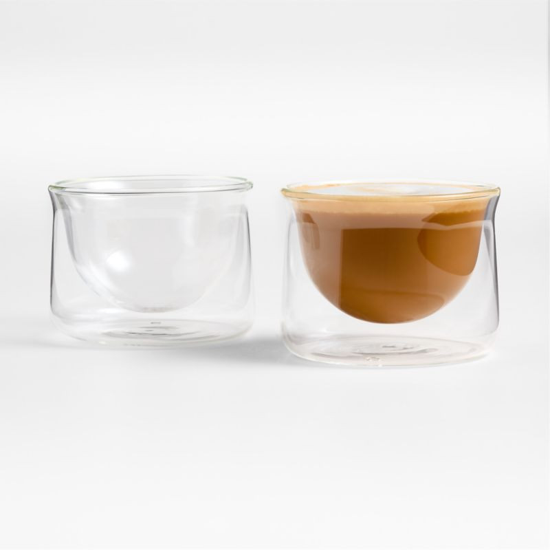 FLUR 7-oz. Clear Latte Glasses, Set of 2 | Crate & Barrel | Crate & Barrel
