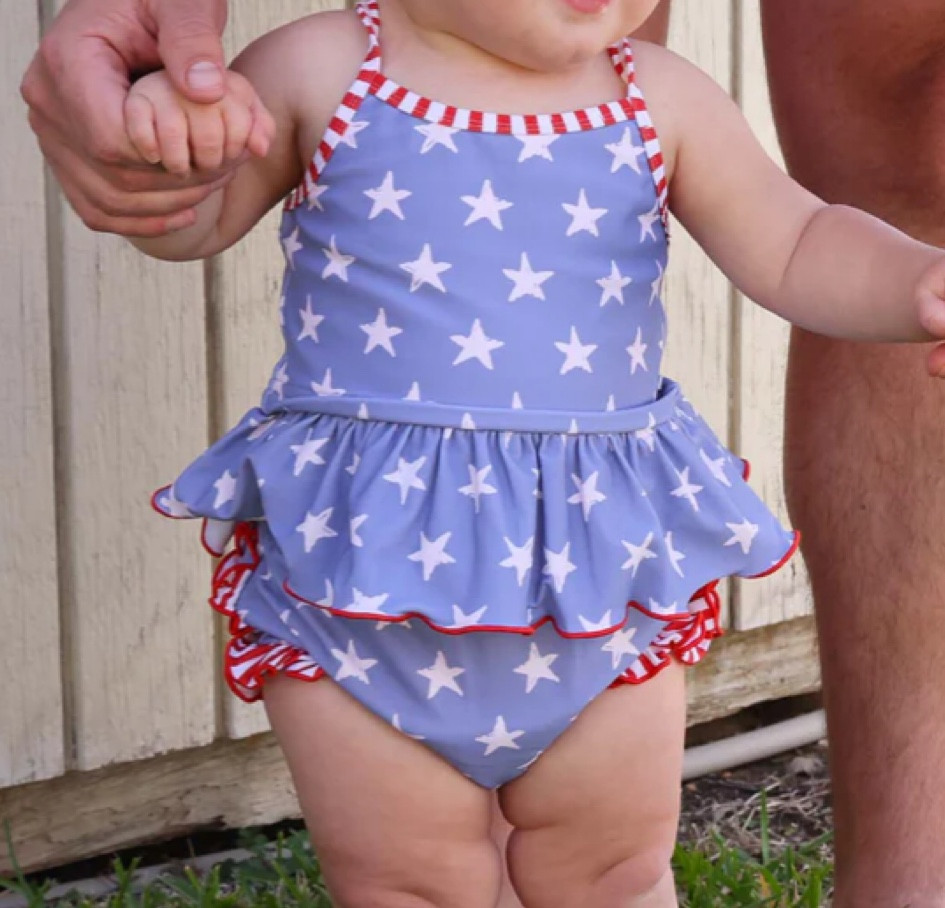 Two Piece Strappy Tankini with Ruffle Bottom