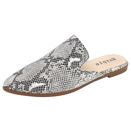 MAYPIE Womens Flat Mules Closed Pointed Toe Slip On Loafer Slides Backless Shoes | Amazon (US)