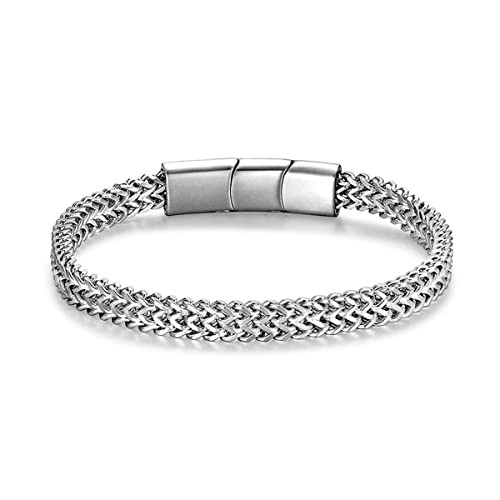 Bracelets for Men-Stainless Steel Magnetic Clasp Franco Chain Mens Bracelet | Amazon (US)