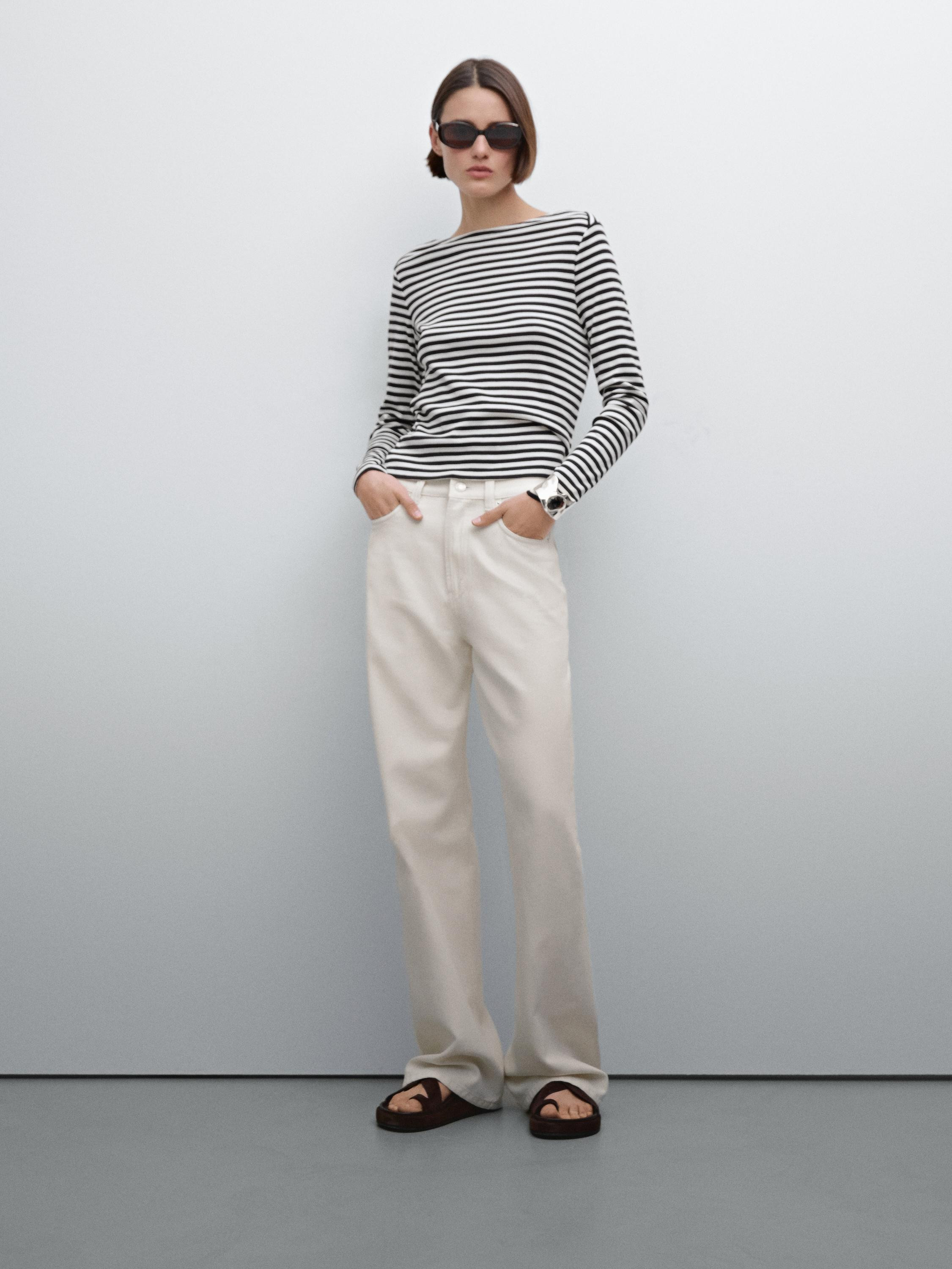 Wide leg high rise jeans | Massimo Dutti DE