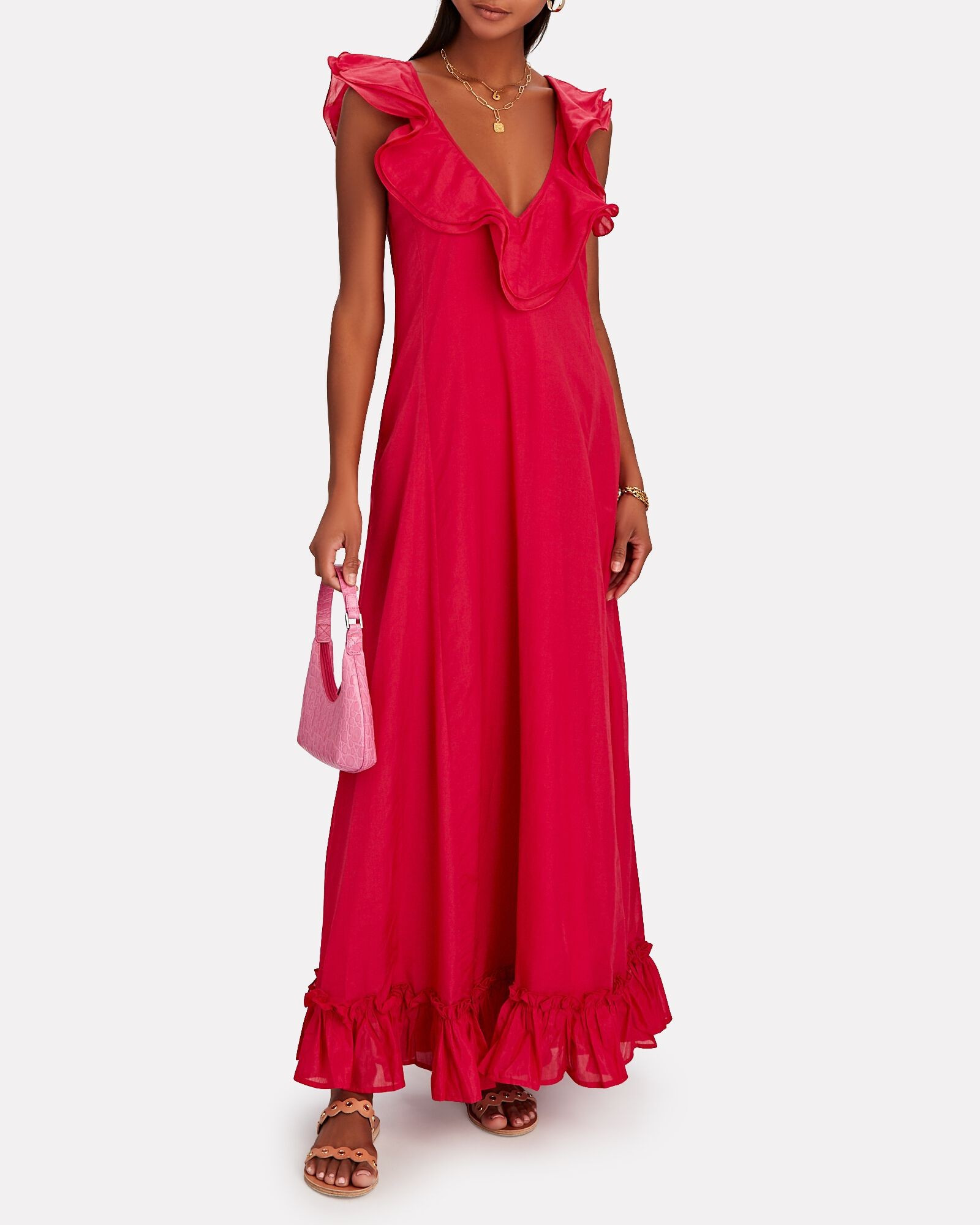Ambra Ruffled Cotton-Silk Maxi Dress | INTERMIX