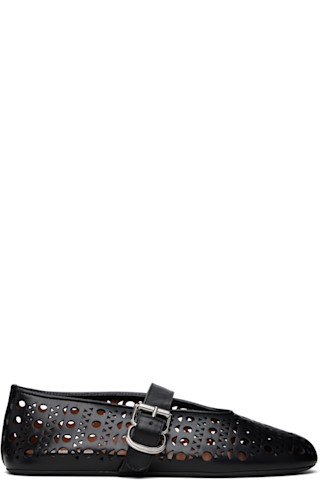 ALAÏA - Black Vienne Lambskin Ballerina Flats | SSENSE