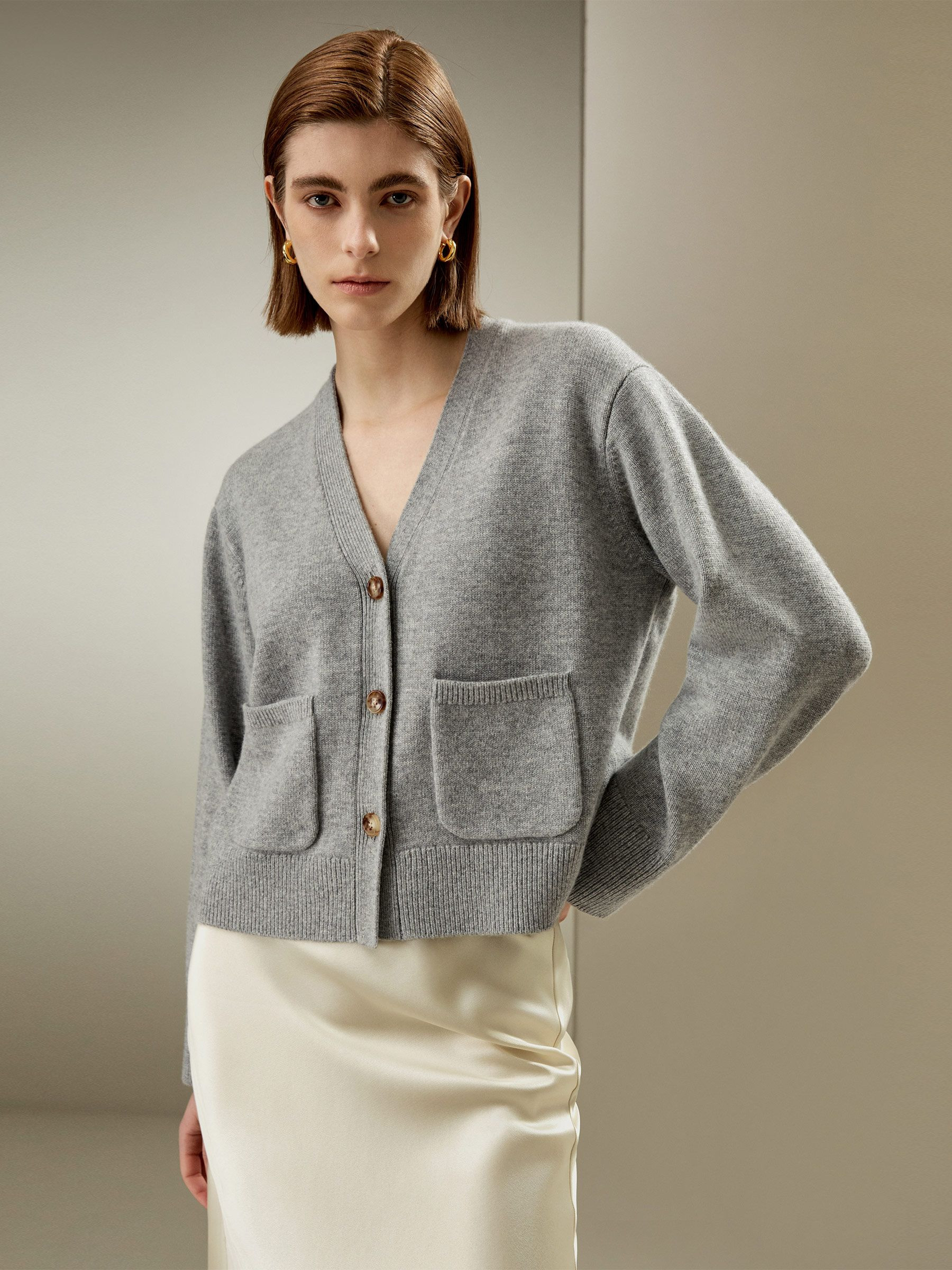 Cropped Wool-Cashmere Blend Cardigan | LilySilk