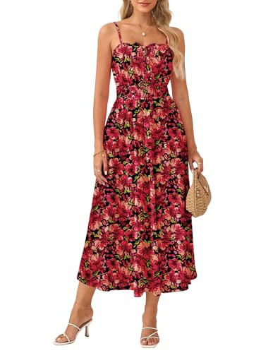 GRACE KARIN Spring Dresses for Women 2026 Floral Spaghetti Straps Smocked Maxi Dress Beach Boho S... | Amazon (US)