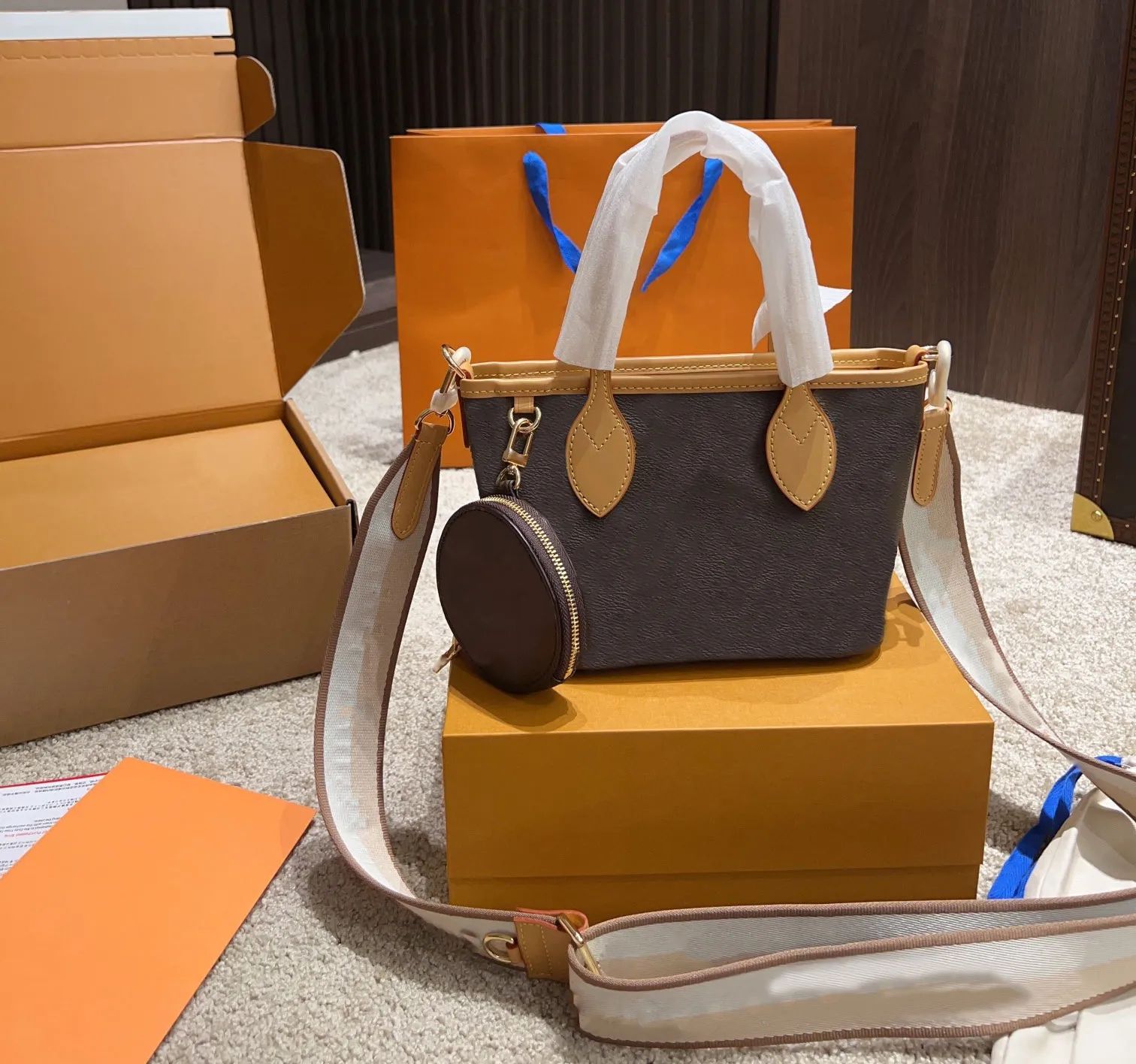 Luxury Mini Tote Handbag Original Model Hardware Classic Crossbody Bag with Round Wallet Messenge... | DHGate