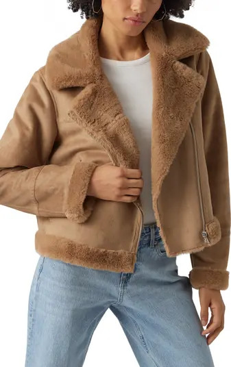 VERO MODA Peggy Faux Suede & Faux Fur Jacket | Nordstromrack | Nordstrom Rack