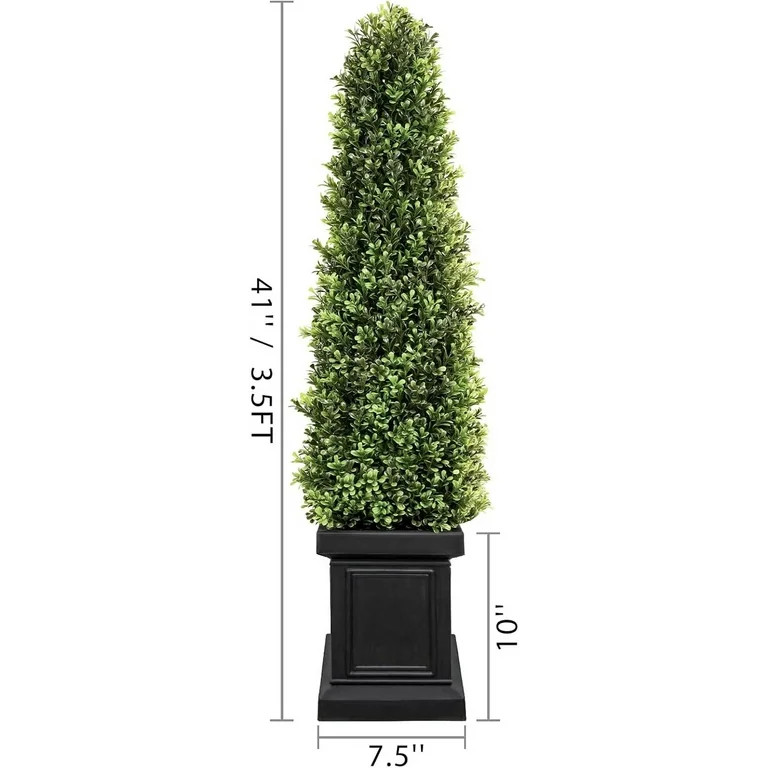 Boxwood Outdoor Topiary Set of 2, 3.5ft Tall Outdoor Porch Trees, All-Year Green Fake Plant Topia... | Walmart (US)