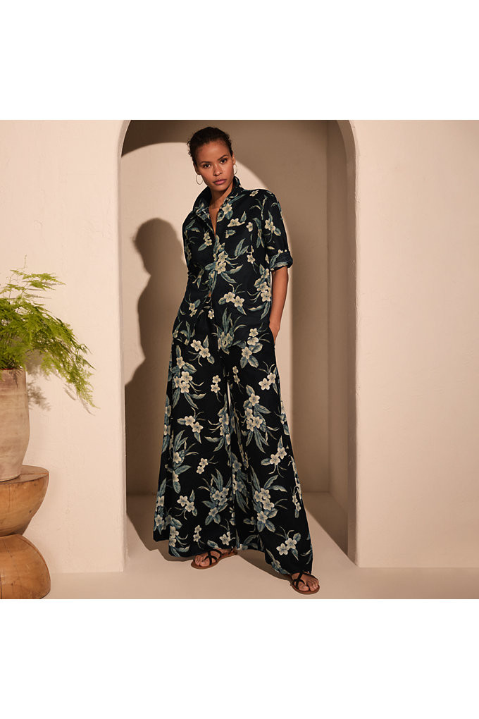 Women's Petite Linen High Rise Palazzo Pants - Set Bottom - Lands' End - Black - XS | Lands' End (US)