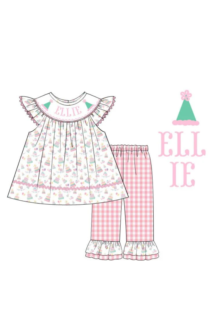 Pre-Order Hand Smocked Custom Name Birthday Set-Short Sleeve | The Smocked Flamingo