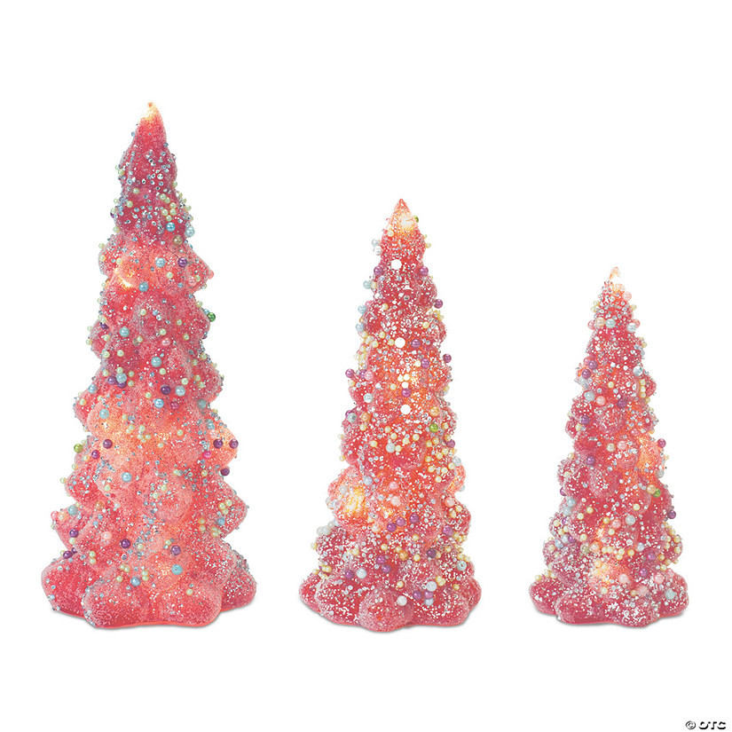Led Tree With Rainbow Pearl Ornaments (Set Of 3) 8.5"H, 9.75"H, 11.75"H Glass | Oriental Trading Company