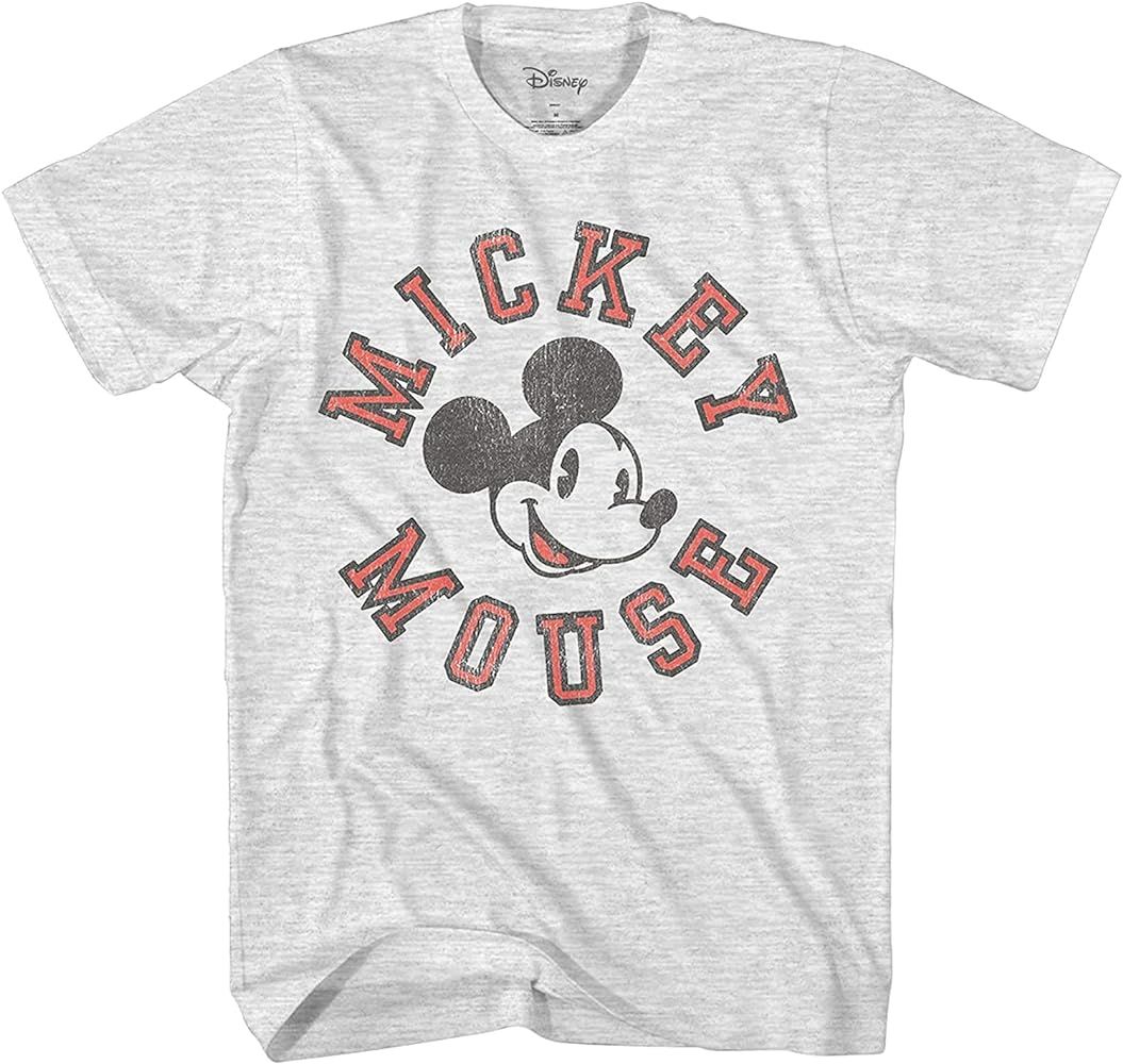 Disney Men's Mickey Mouse Athletic Vintage Mickey Face Classic Distressed Adult T-Shirt | Amazon (US)