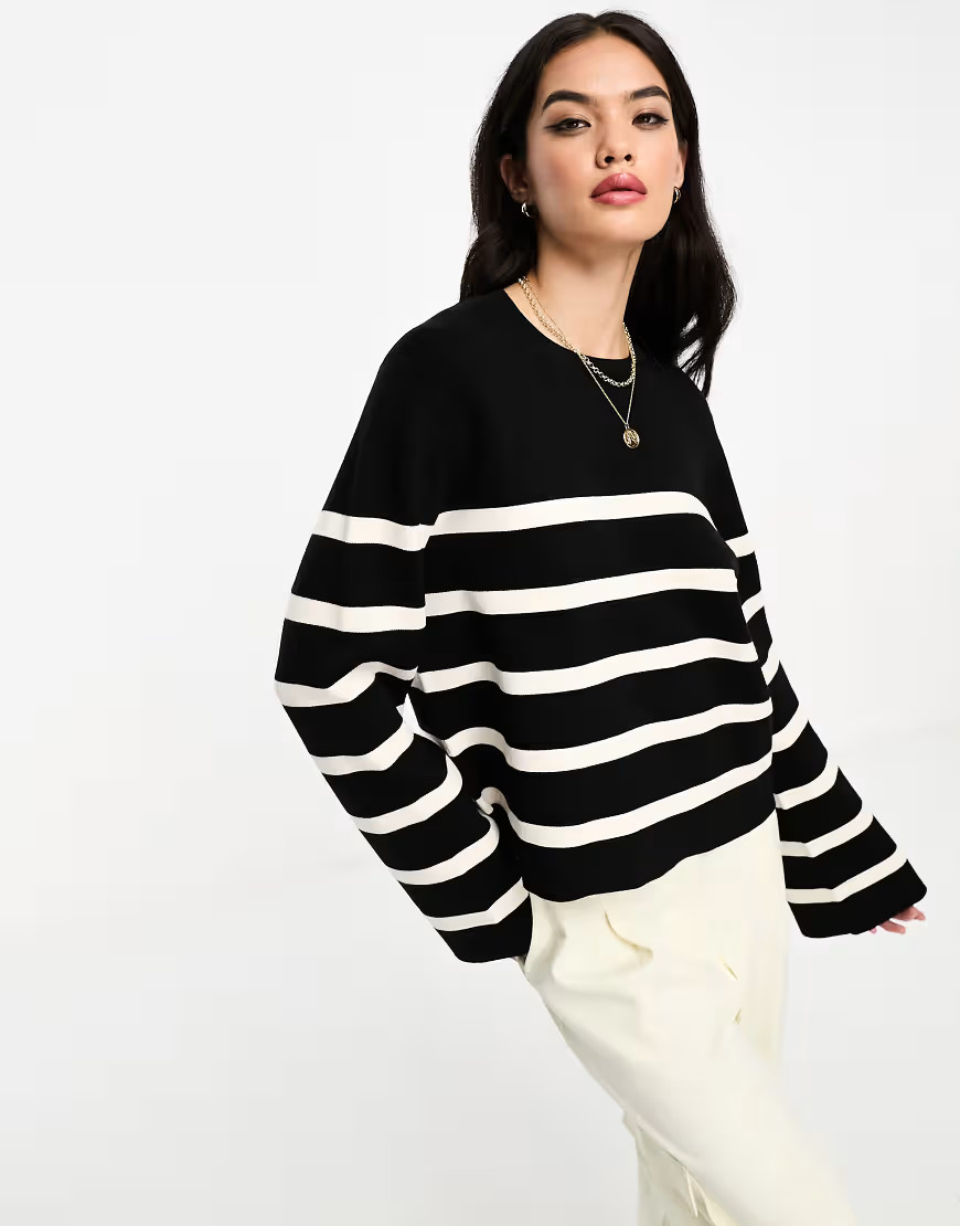 & Other Stories knit sweater in black and white stripe | ASOS (Global)