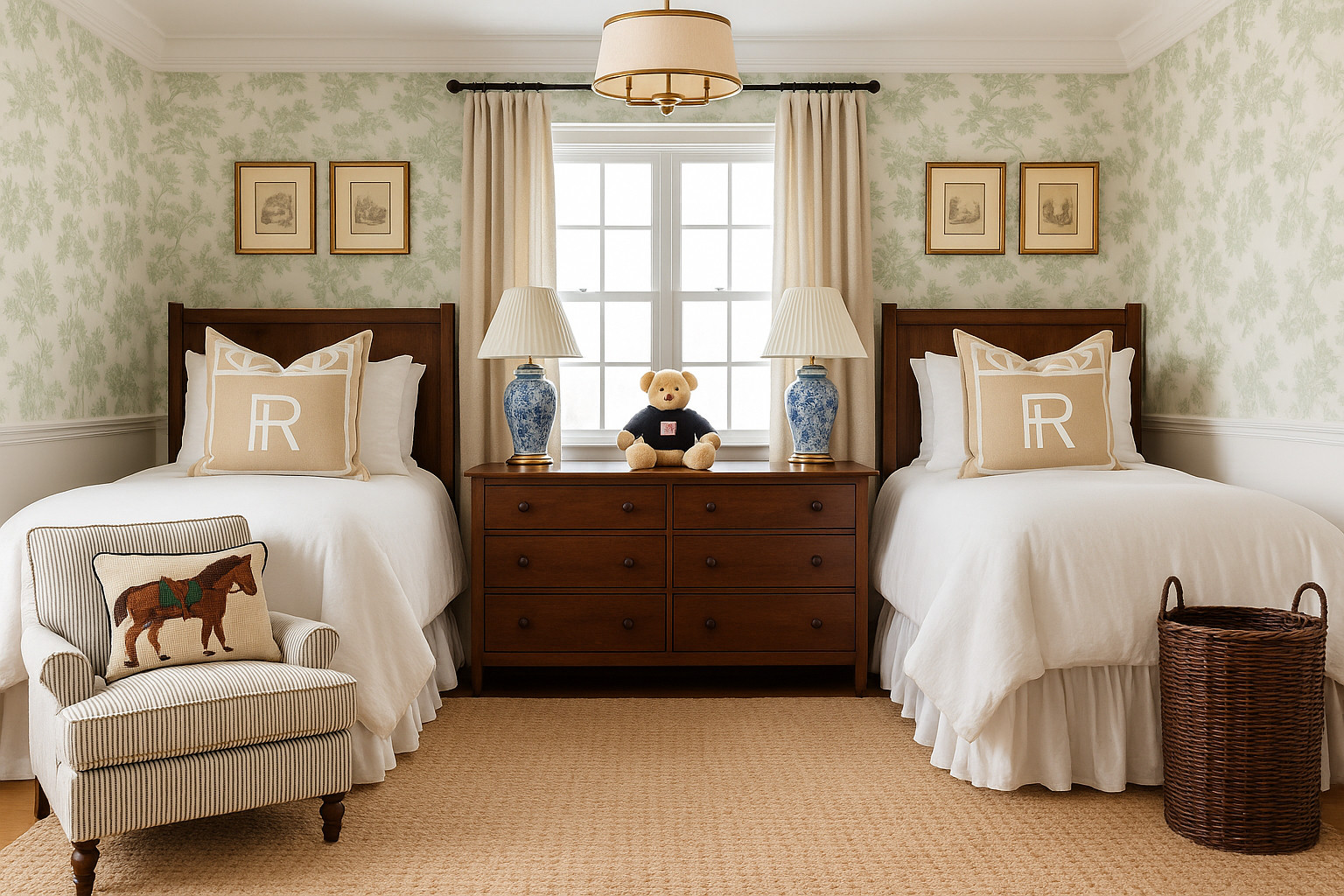 Ralph Lauren concept board to finished room! #ralphlauren #timelessdesign #timelessstyle #teddybear #ruffledbedding 

 #LTKHome