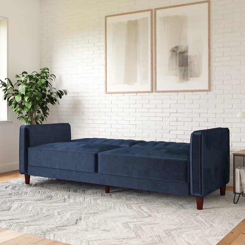 Perdue 81.5" Velvet Square Arm Convertible Sofa | Wayfair North America