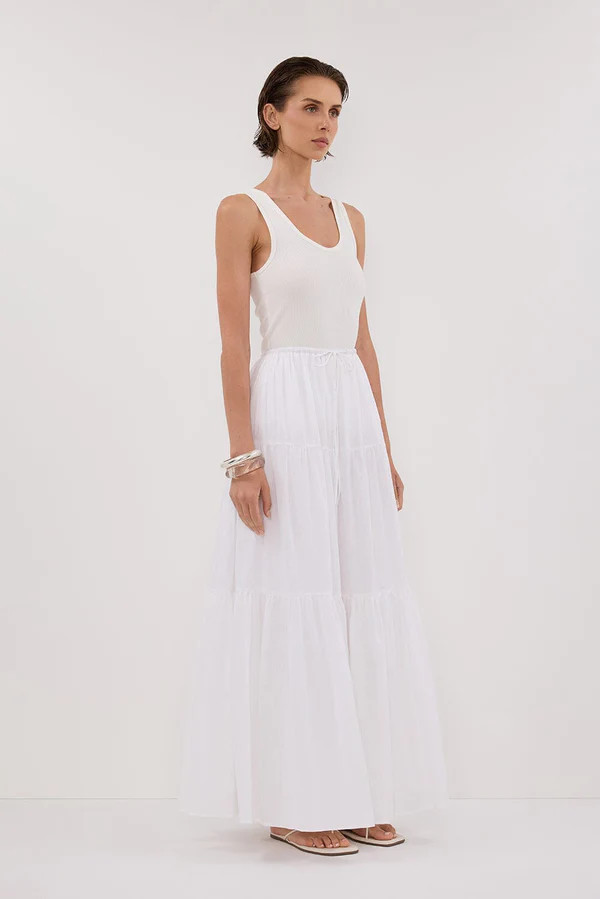 FLETCHER WHITE TIERED MAXI SKIRT | DISSH