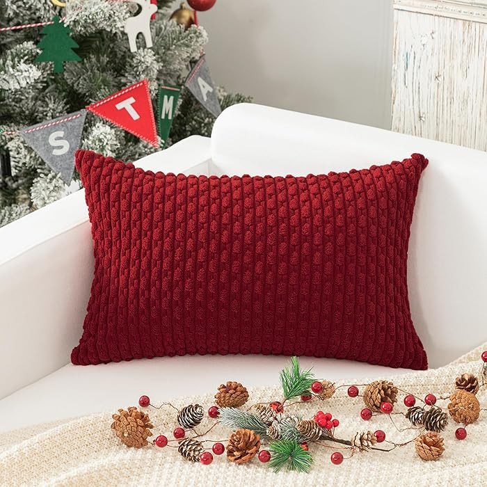 Kevin Textile 14x24 Inch Pillow Cover 1 Pack Boho Christmas Decorative Soft Striped Corduroy Lumb... | Amazon (US)