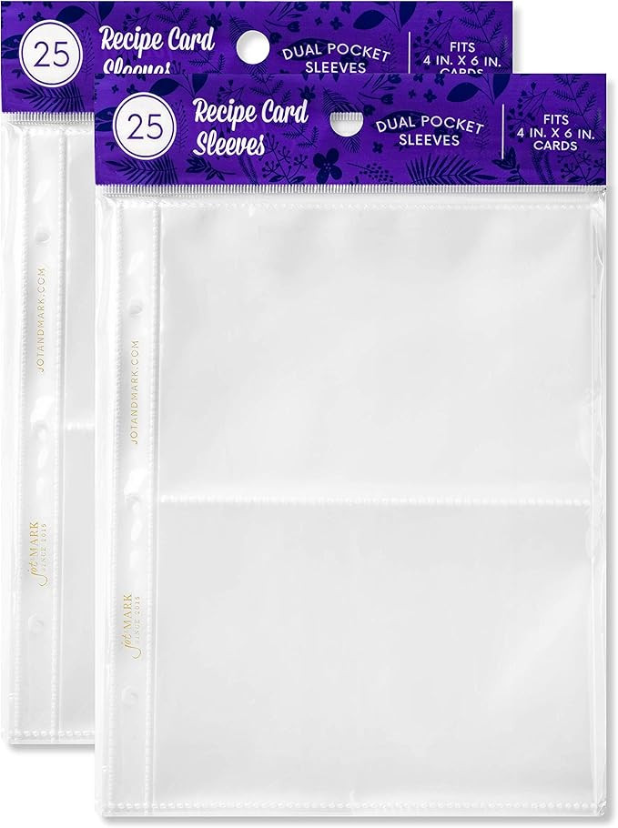 Binder Page Protectors for 4x6 Recipe Cards or Photos, 25 Count (Pack of 2) | Plastic Protective ... | Amazon (US)