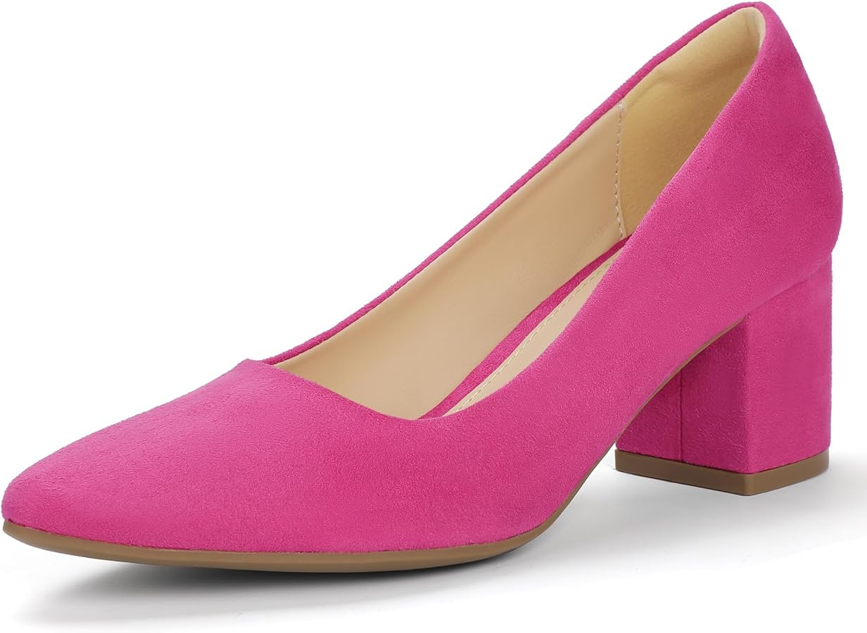 IDIFU Women's Pumps Closed Toe Low Chunky Block Heels Dress Shoes for Women Office Work Business ... | Amazon (US)