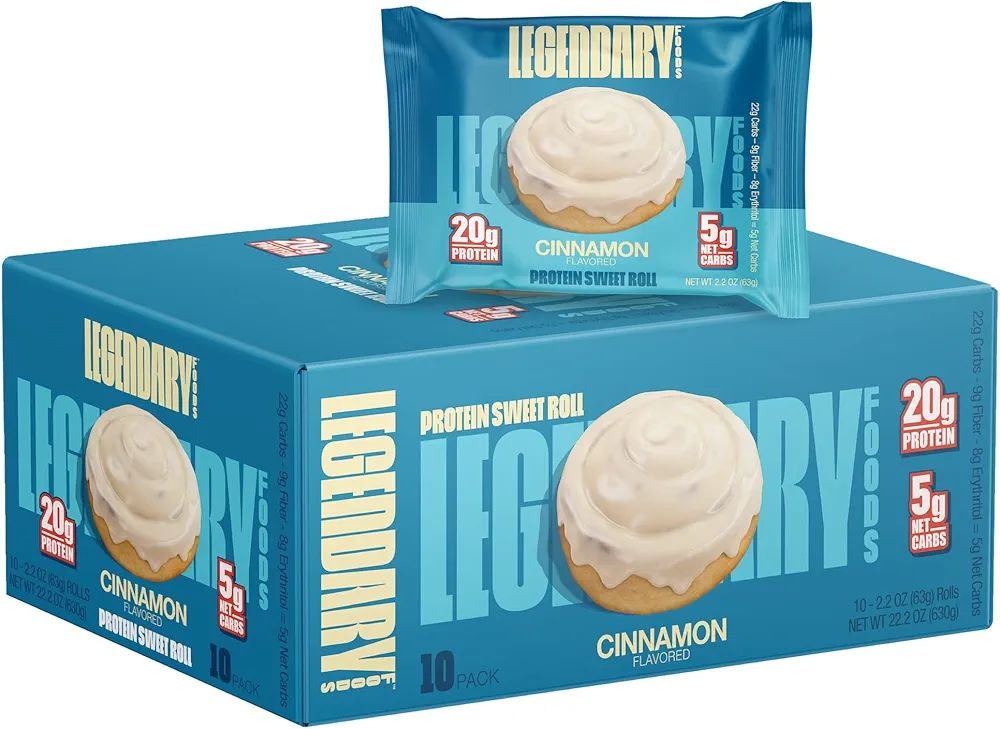 Legendary Foods High Protein Snack Cinnamon Sweet Roll | 20 Gr Pure Protein Bar Alternative | Low... | Amazon (US)