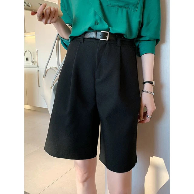 Calça de perna larga de cintura alta feminina com zíper, cor sólida, solta, capris reto que co... | Aliexpress BR (BR)