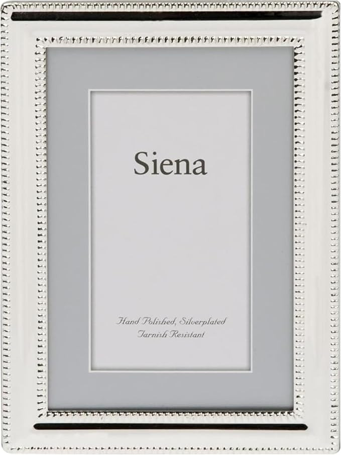 Siena Double Border Bead Silver Picture Frame, Tarnish Resistant Finish, Perfect Photo Frame for ... | Amazon (US)