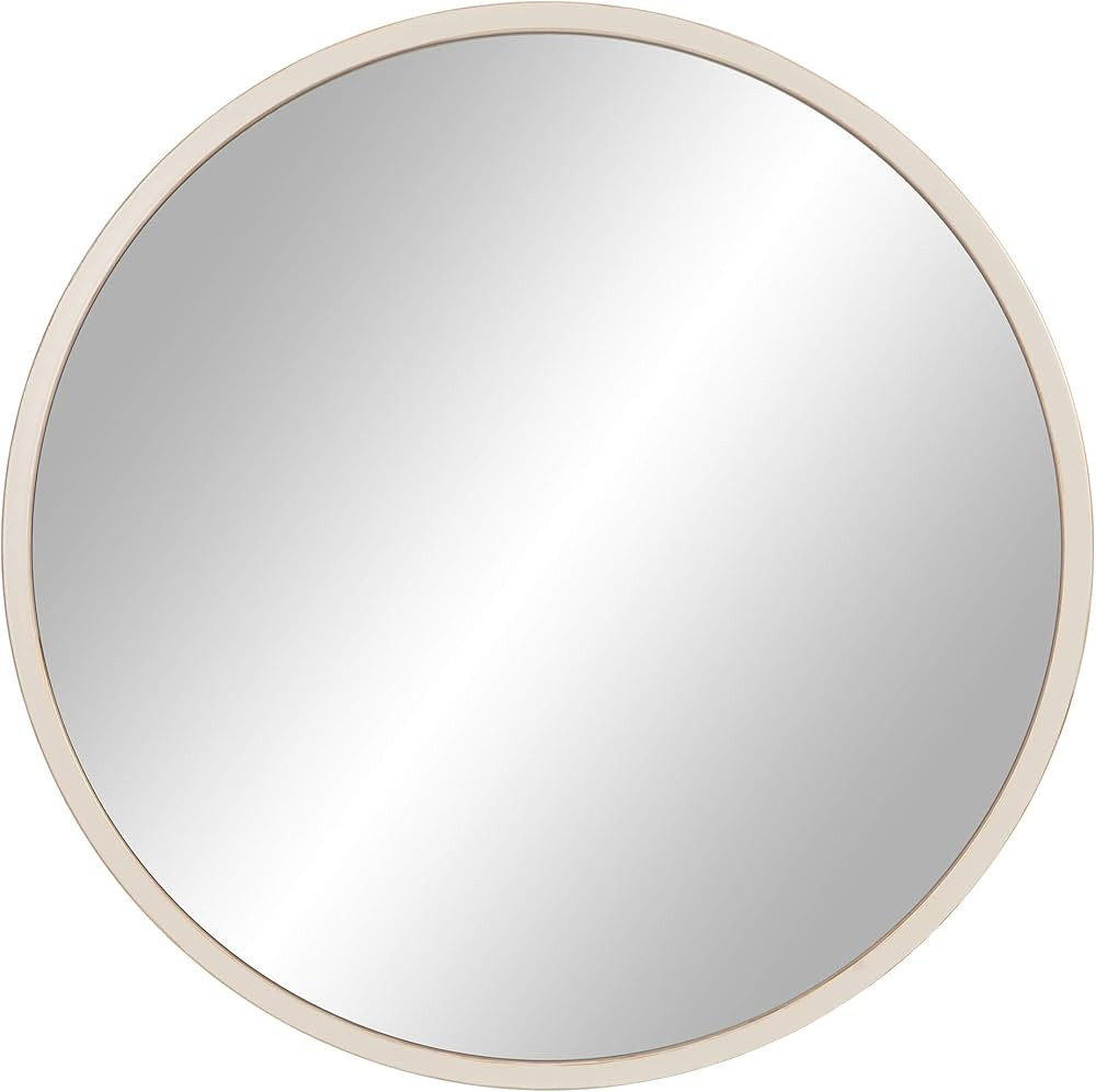 Patton Wall Decor 30" Distressed Cream and Gold Framed Round Wall Mirror | Amazon (US)