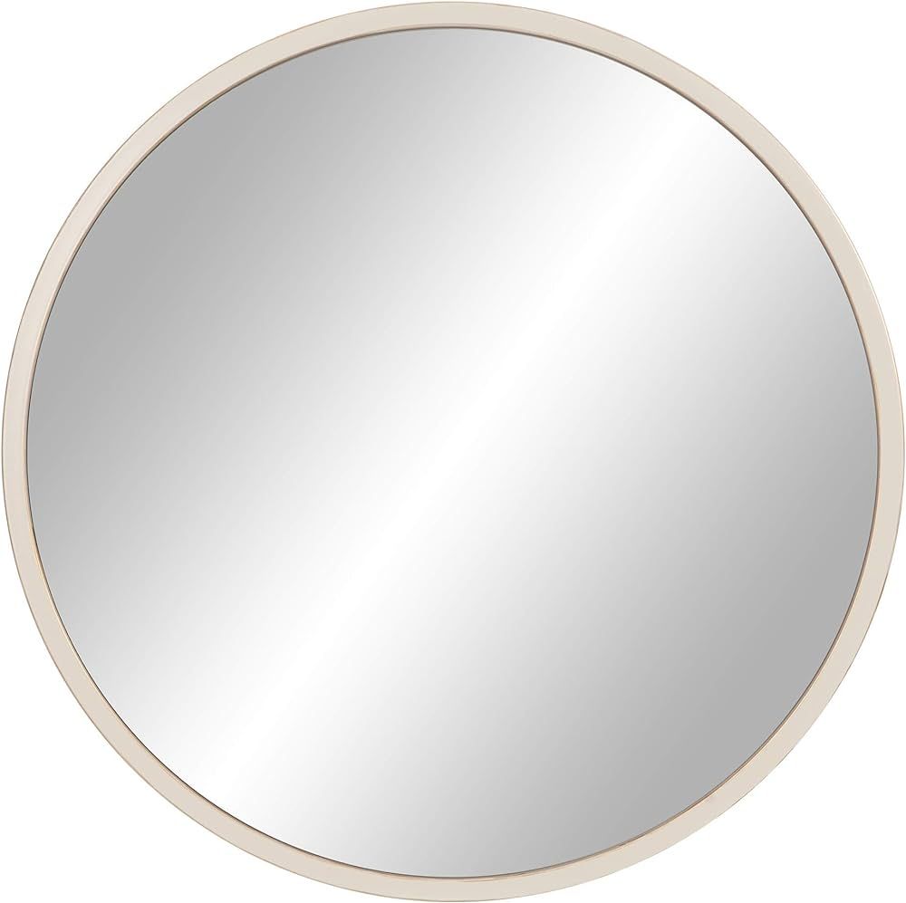 Patton Wall Decor 30" Distressed Cream and Gold Framed Round Wall Mirror | Amazon (US)