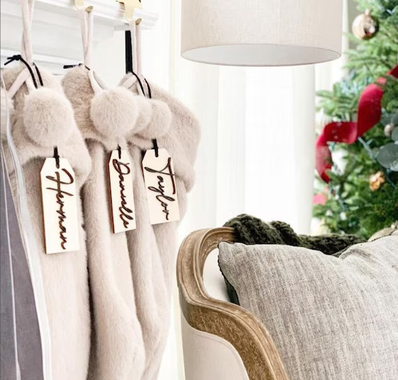 Personalized Wooden Stocking Tag Stocking Name Tags - Etsy | Etsy (US)