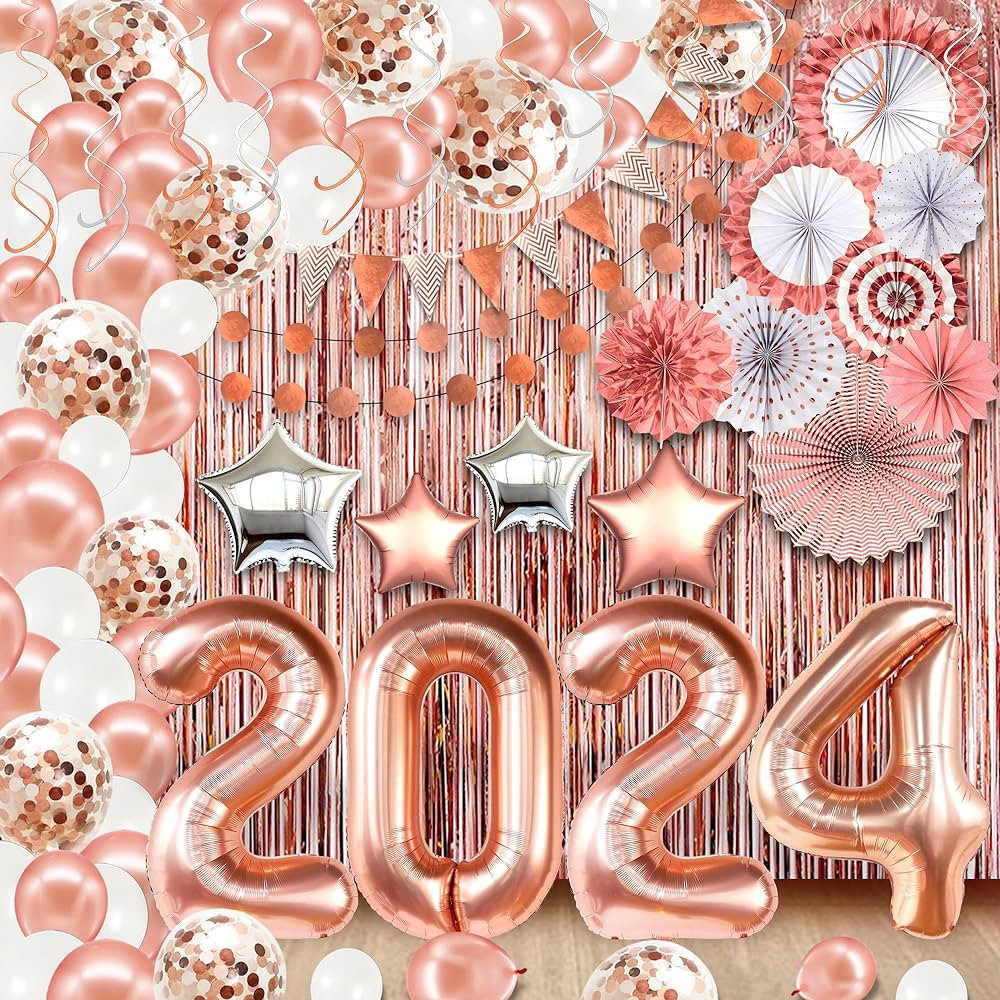 KatchOn, Huge Rose Gold New Years Decorations 2024 - Pack of 150 NYE Decorations 2024 | Rose Gold... | Amazon (US)