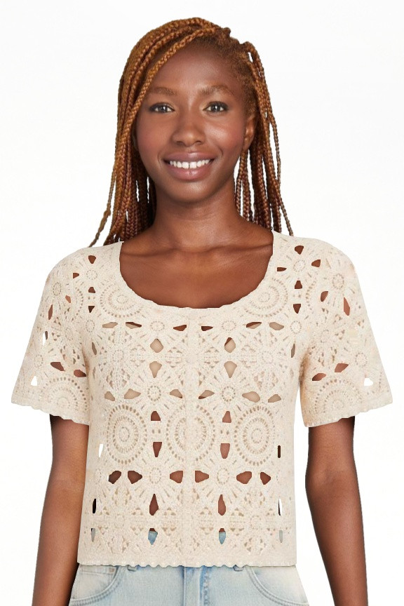 Jessica Simpson Women's Quincy Crochet Tee, Sizes XS-XL | Walmart (US)