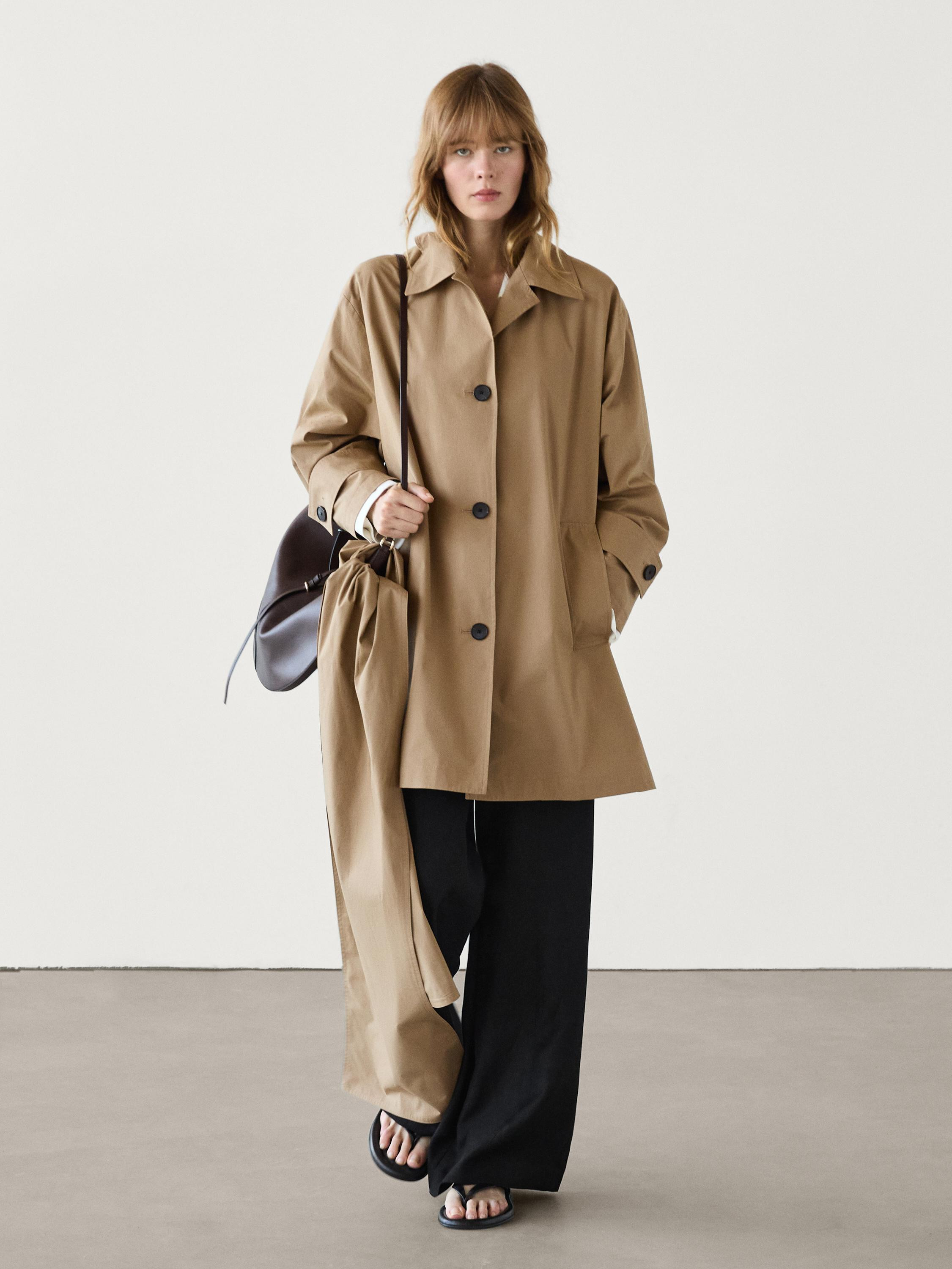 COTTON TRENCH COAT WITH SCARF | Massimo Dutti US