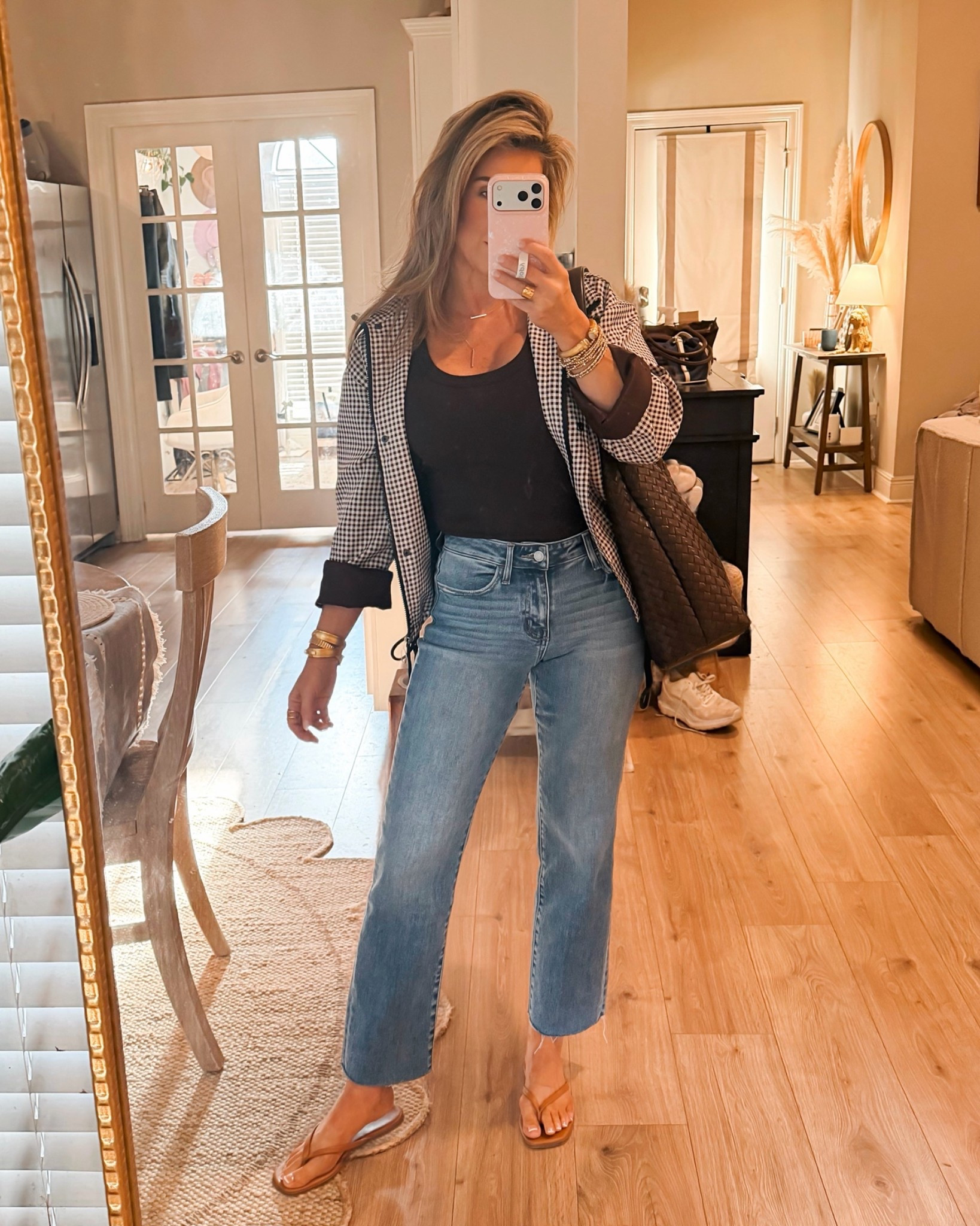 Stretchy comfy denim, tank top, and chocolate brown gingham cropped jacket. Cute but still very comfortable for a Friday night.

Fall outfits women, cropped jackets, gingham jacket, straight leg denim jeans, chocolate brown tank top, fall shoulder bags, date night outfits

#LTKdayinmylife #LTKgrwm #LTKOver40
