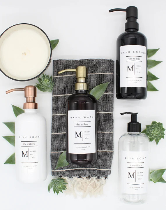 Plastic Bottle | Custom Amber/Clear/White/Black Bottle Soap Dispenser | Shampoo/Conditioner | Mon... | Etsy (US)