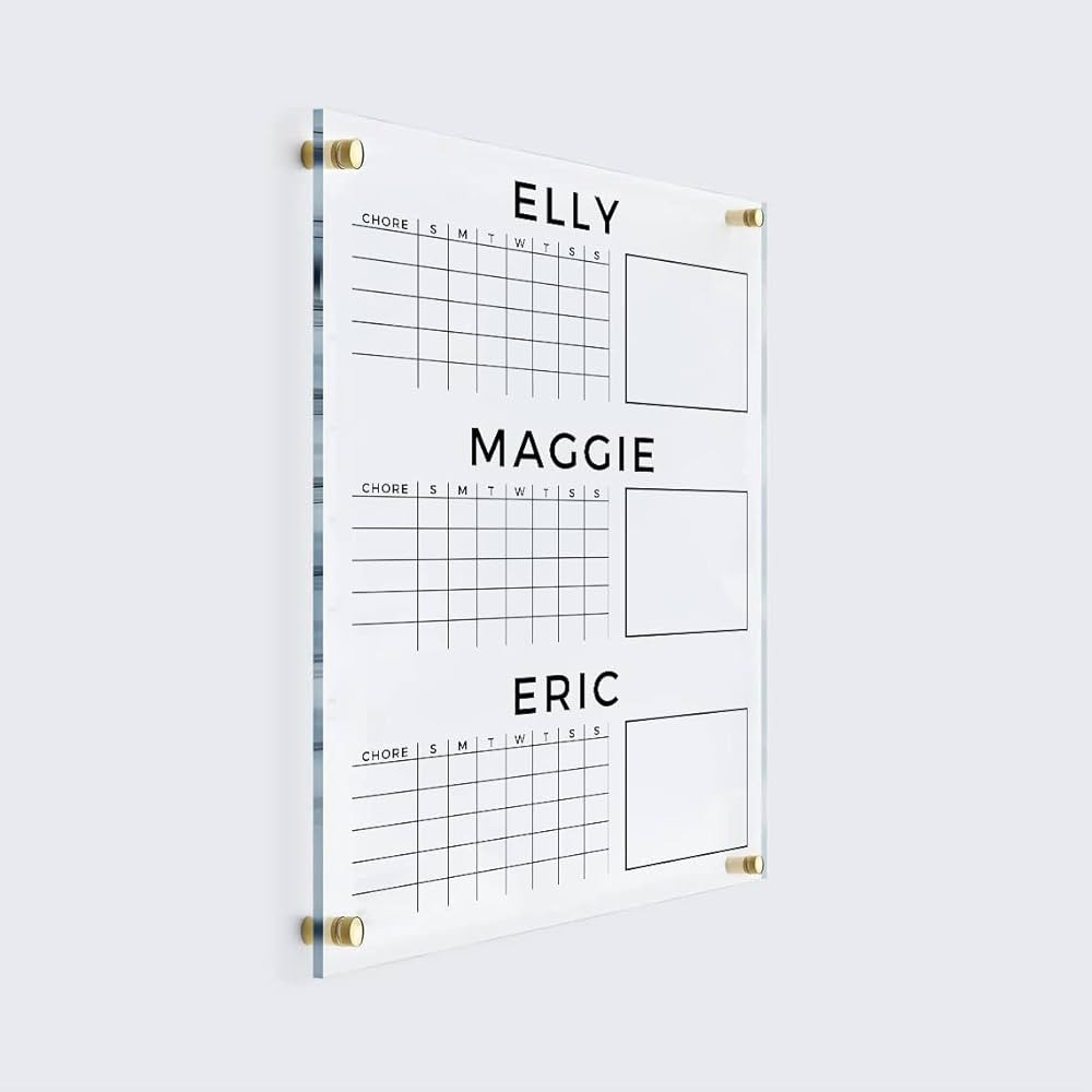 PERSONALIZED Acrylic Personal Chore Chart- Wall Calendar, Dry Erase Board, Dry Erase Calendar, Mo... | Amazon (US)