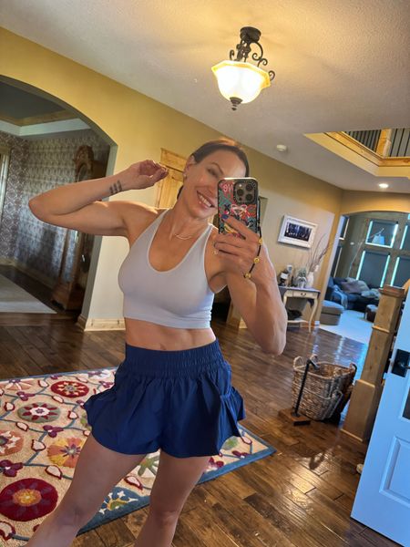 Cute and light weight athletic shorts from free people. Paired with free people bralette top. Wearing size small in shorts. Size small in bralette. 

#LTKFitness #LTKActive #LTKStyleTip
