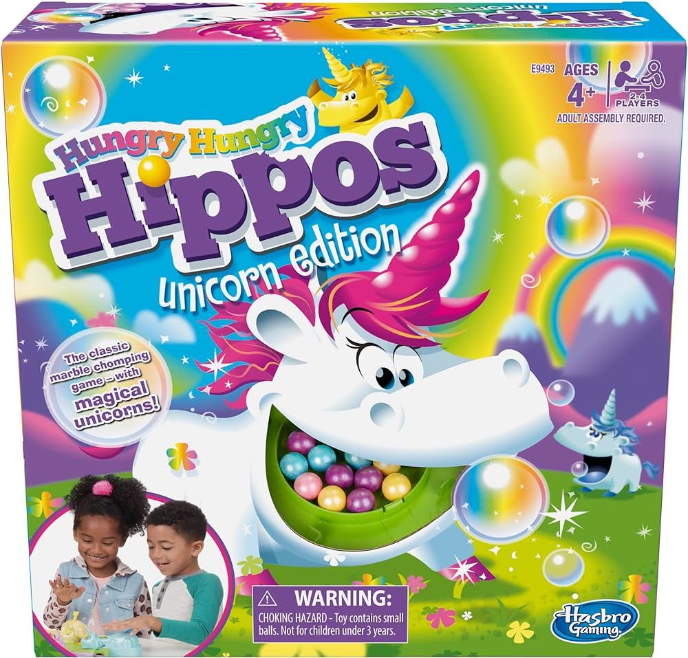 Hasbro Gaming Hungry Hippos Unicorn Edition Pre-School Board Game for Kids Ages 4 and Up; 2-4 Pla... | Amazon (US)