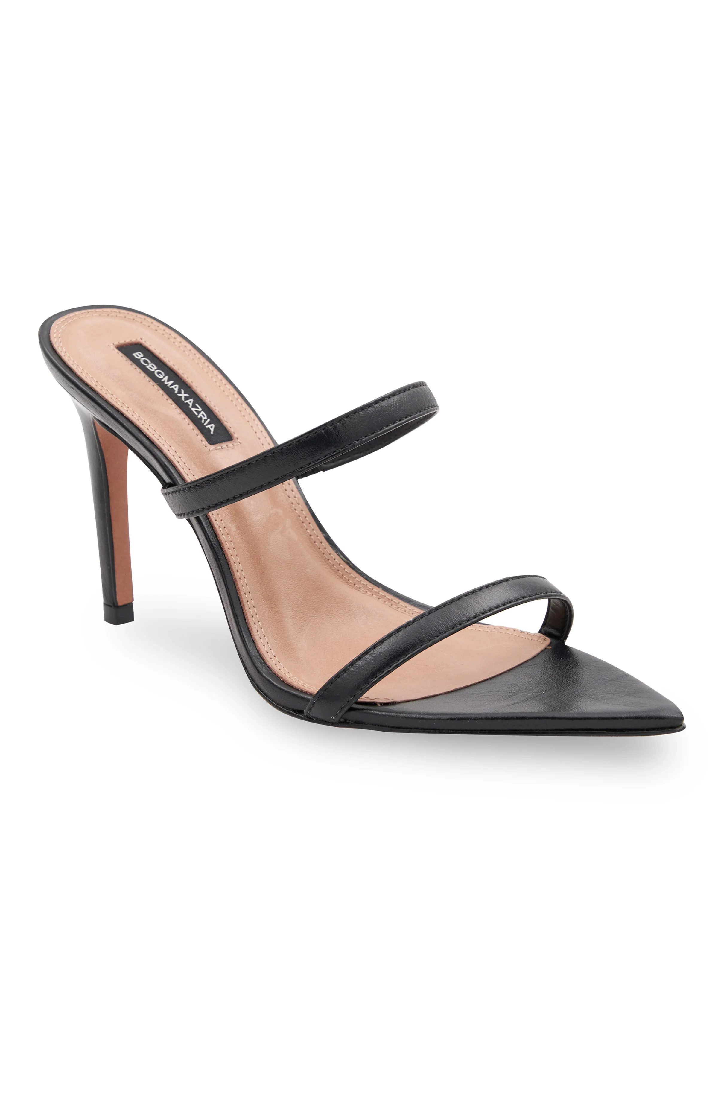 DUPONI BLACK LEATHER SANDAL HEEL | Shop Simon