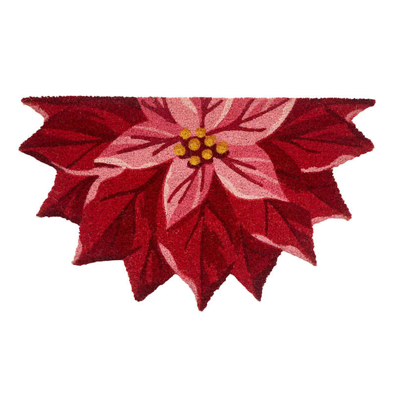 Poinsettia Shaped Sliced Coir Mat, 18x30 | At Home