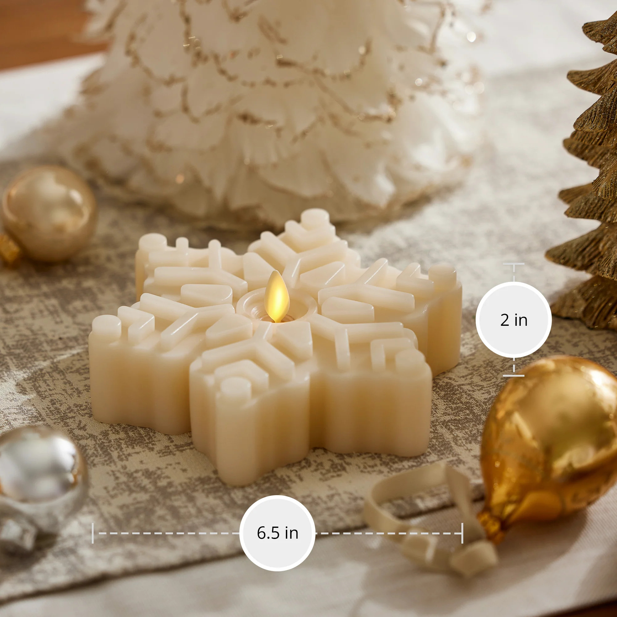 White Swan Flameless Candle Snowflake Tealight | Luminara