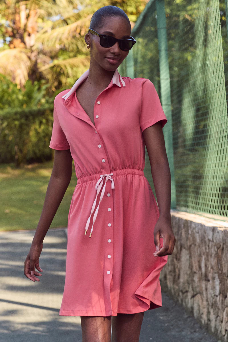 Coral Short Sleeve Performance Jersey Alcott Golf Dress | Tuckernuck (US)