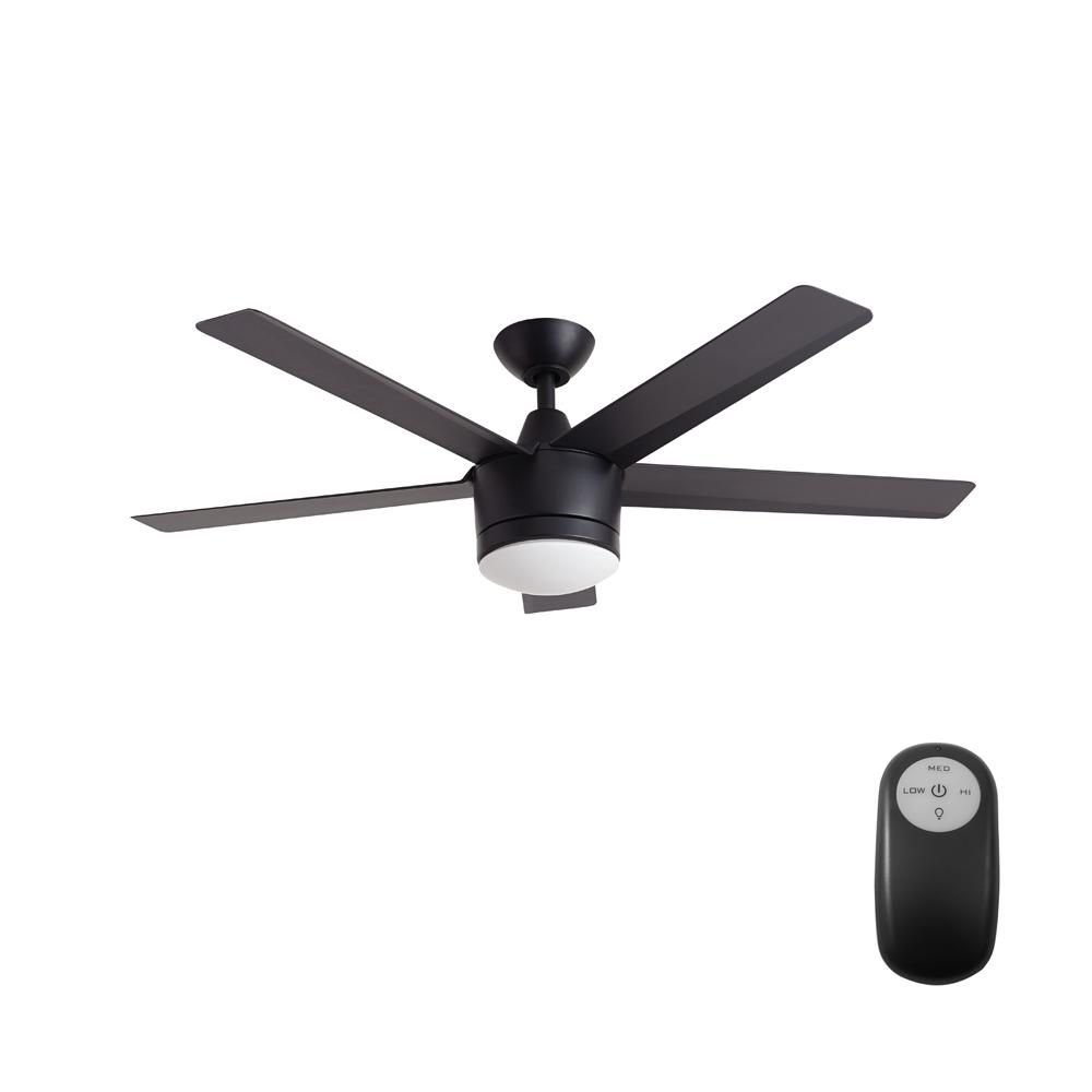 Home Decorators Collection Merwry 52 in. Integrated LED Indoor Matte Black Ceiling Fan with Light Ki | Home Depot
