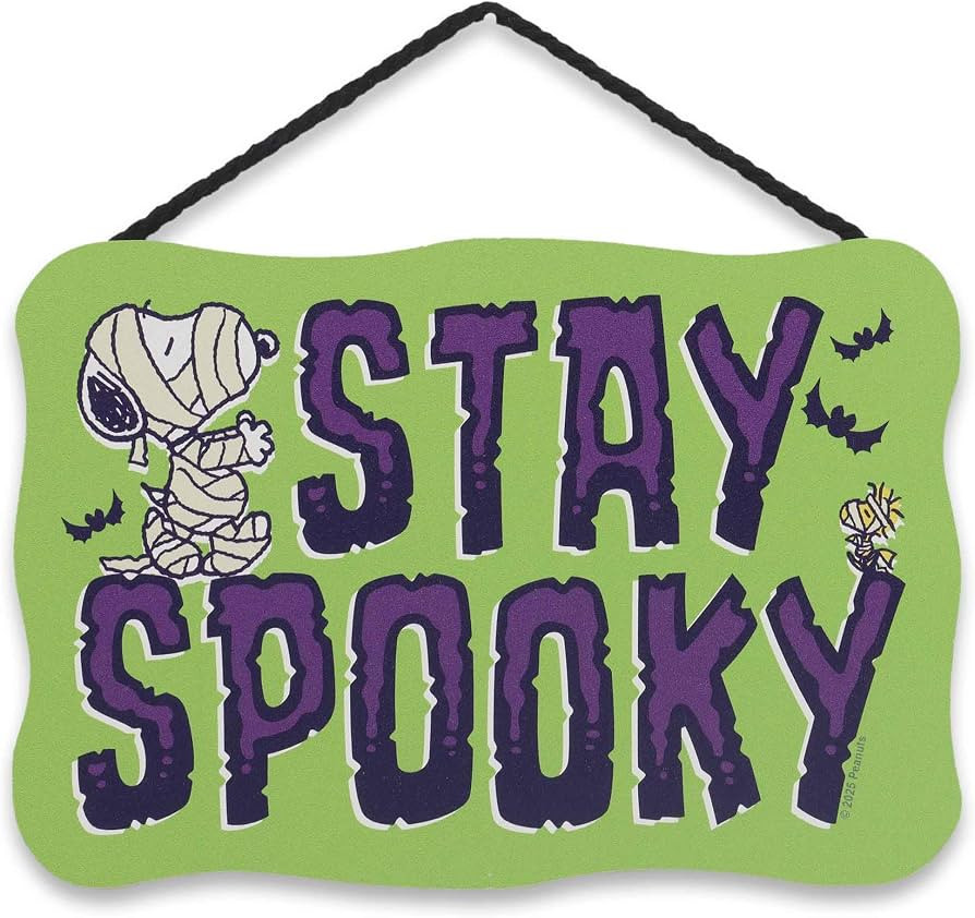 Peanuts Snoopy Stay Spooky Hanging Wood Wall Decor | Amazon (US)