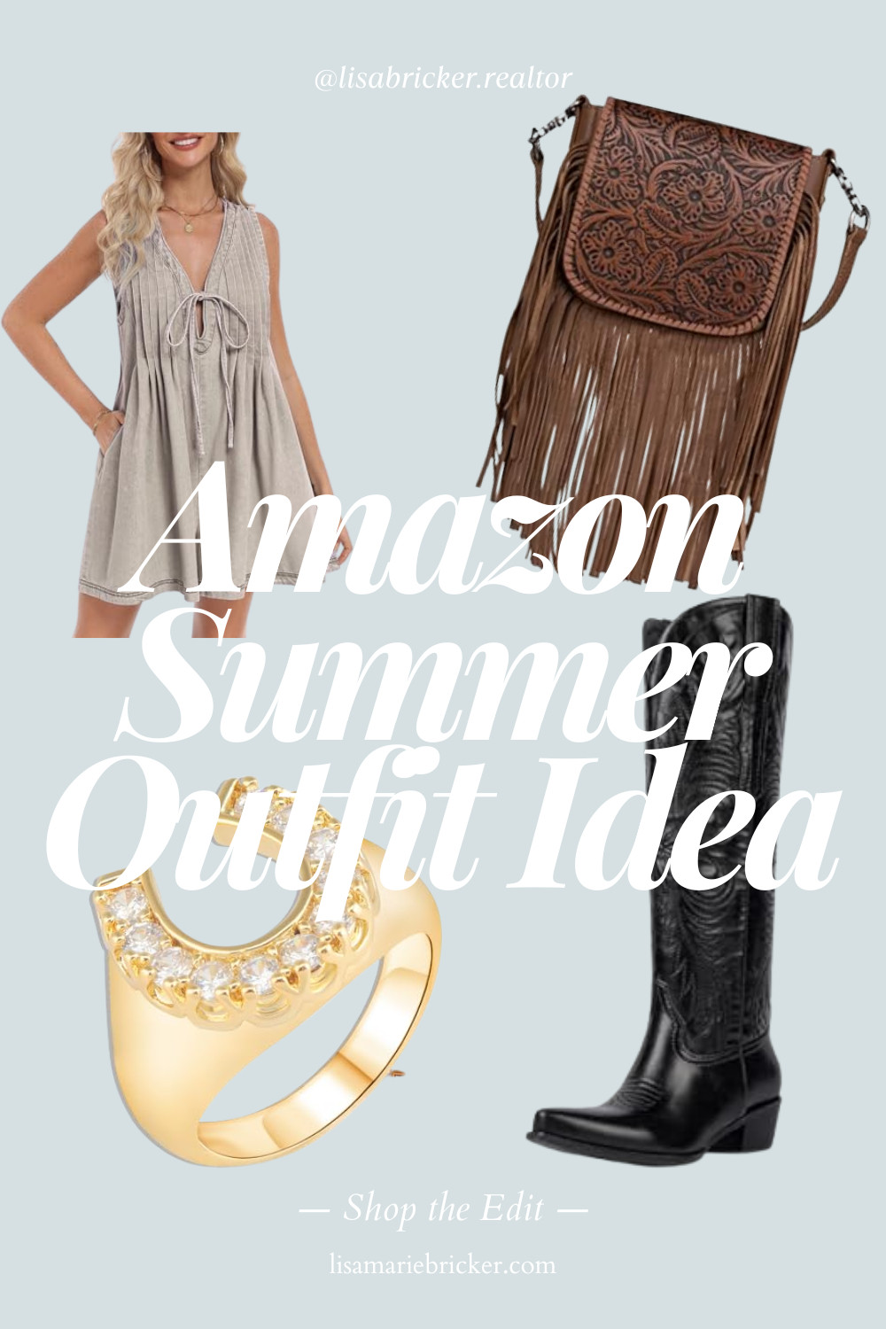 Just found the perfect summer outfit on Amazon! This look is both trendy and comfortable. The denim romper is perfect for a casual day out, and the cowboy boots and purse add a touch of Western style. #summeroutfit #amazonfinds  

 #LTKgrwm #LTKootd